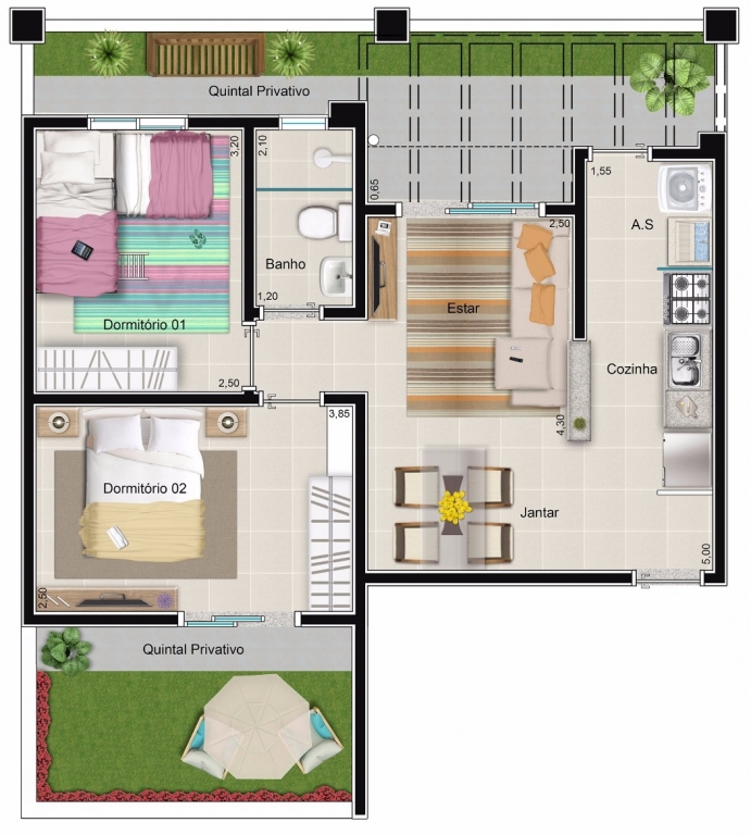 Apto 2 dorm com quintal Quali Bonfim #13