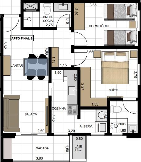 Apartamento à venda com 2 quartos, 67m² - Foto 6
