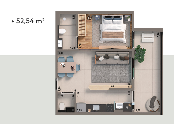 Apartamento, 1 quarto, 53 m² - Foto 2