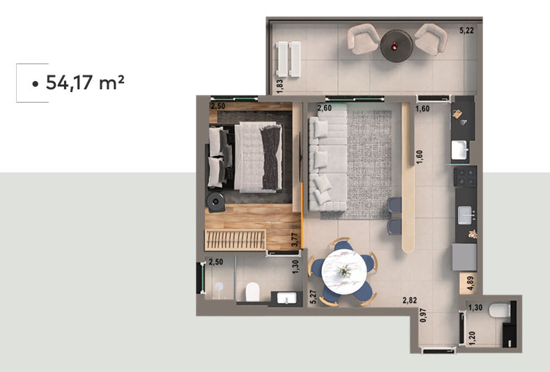 Apartamento, 1 quarto, 53 m² - Foto 3